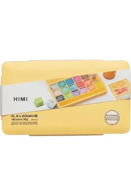 HIMI Tablet Guaj Boya Seti Twin Cup Gouache Set 18'li (Yellow Case - Metallic Edition)