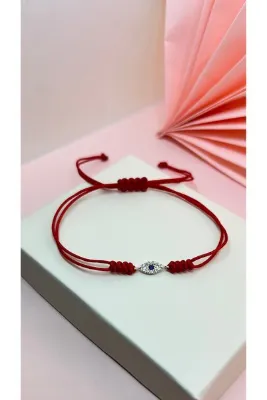 Fionte Accessories 925 Ayar Gümüş, Zirkon Taş, İthal Paraşüt İp, Tasarım, İpli Bileklik
