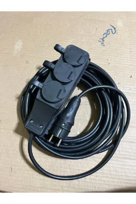 BAŞAK 30 Metre 3x2.5 Siyah Kablo 3 Lü Priz Monofaze Seyyar Uzatma Kablosu