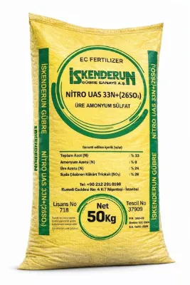 İSKENDERUN GÜBRE Üre + Amonyum Sülfat %33 Azot %26 Suda Çözünür Kükürt Trioksit GÜBRESİ 25 KG