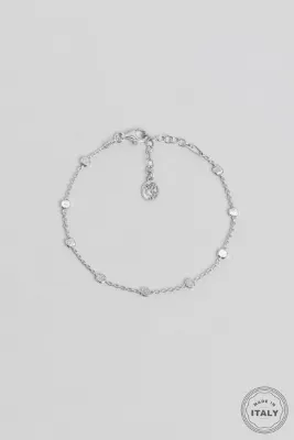 So CHIC... İtalyan 18 Ayar Beyaz Altın Kaplama 19 Cm Gümüş Bileklik