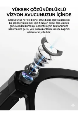 Arpag Import Kameralı Akıllı Gözlük, Bluetooth Bağlantılı, HD Video Kayıt, Yapay Zeka Destekli