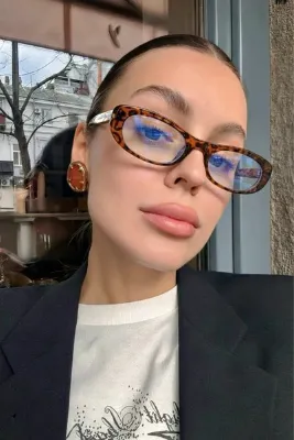 Chunky Frame Laurent Unisex Leopar 2025 Elips Yeni Sezon Blue Block Gözlük