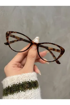 PİYESBOUTİQUE Leopar Cat Eye Kemik Şeffaf Kadın Erkek Unisex Mavi Işık Korumalı Ekran Gözlüğü Gözlük