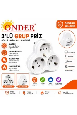 Amiral electric 3'lü Topraklı Papatya Golyat Fiş Priz