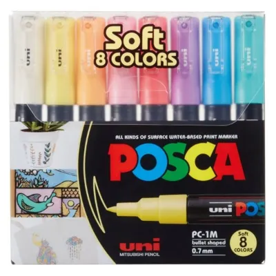 Uni Posca Su Bazlı Marker Seti PC-1M 0.7 mm 8'li