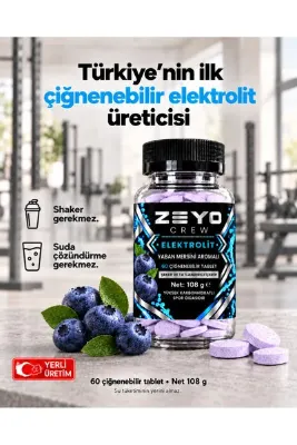 Zeyo Crew Çiğnenebilir Elektrolit Tablet - Yaban Mersini Aromalı (60 Tablet / 108g)