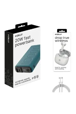 ARBIX Celly PD 20W HIZLI ŞARJ 10000mAh Powerbank Bluetooth Kulaklık ve Type-c Şarj Kablosu HEDİYE