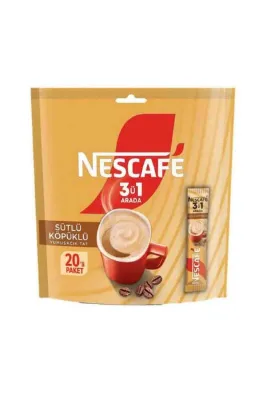 Nescafé 3ü1 Arada Sütlü Köpüklü Çözünebilir Kahve 17,4g 20'li paket 348GR