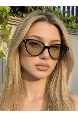RAWEN EYEWEAR RW Sofy Cat Eye Siyah NUDE Cam Aksesuarlı Kadın Güneş | UV400 Koruma | 50 Ekartman