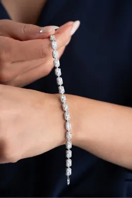 Silvano Jewelry 925 Ayar Gümüş Baget Taşlı Su Yolu Bileklik