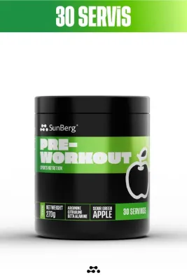 SunBerg Pre-Workout I Yeşil Elma 270 G - 30 Servis
