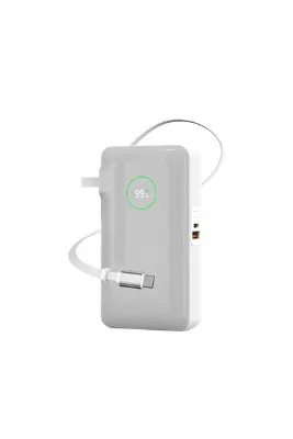 WIWU Wi-P049 Noble Serisi Type-C Kablolu Dijital LED Göstergeli Powerbank PD 35W 10000mAh Gri
