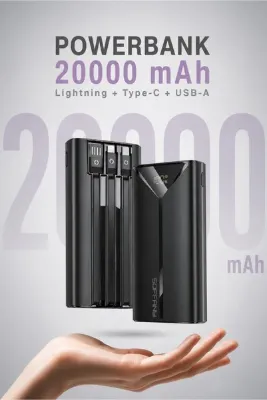 Soffany 20.000 mAh Powerbank 22.5W Type-C + Lightning + USB Çıkışlı
