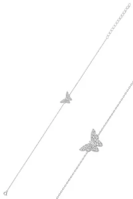 Söğütlü Silver Gümüş Rodyumlu Kelebek Bileklik Sgtl10281klb
