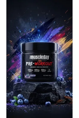 Fitber Muscleday GERMANY FORMULA PRE WORKOUT Enerji ve odak Formülü Beta alanin arjinin sitrulin içerikli Sporcu takviyesi 315g 21 servings BLUEBERY FLAVOR ( YABAN MERSİNİ AROMA)