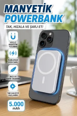 LF-100 MagSafe 5.000 mAh Manyetik Kablosuz Şarjlı Batarya Paketi