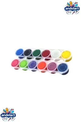 andelart 12 RENK X 15 ML AKRİLİK BOYA SU BAZLI KOLAY YIKANABİLİR SAĞLIĞA ZARAR
