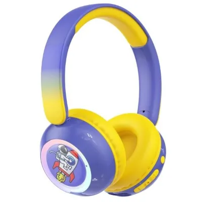 Havit Kids H666BT RGB Işıklı Kablosuz Kulak Üstü Çocuk Kulaklığı Mavi