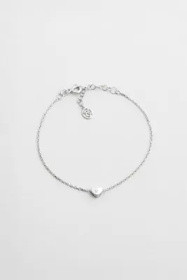 So CHIC... Little Love 18 Ayar Beyaz Altın Kaplama 19 Cm Gümüş Bileklik