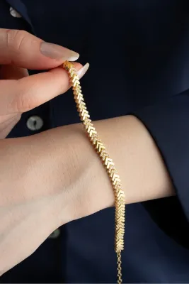 Silvano Jewelry 925 Ayar Gümüş Balıksırtı Model Taşlı Bileklik
