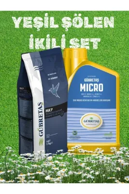 GÜBRETAŞ YEŞİL ŞÖLEN İKİLİ SET Bitki Çiçek Ağaç Çim Bakım Yaprak Gübre Seti 0.52.34 MKP 1 KG + MİCRO 1 LT