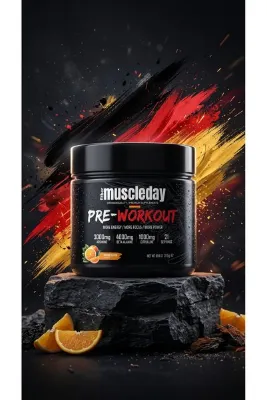 Fitber Muscleday GERMANY FORMULA PRE WORKOUT Enerji ve odak Formülü Beta alanin arjinin sitrulin içerikli Sporcu takviyesi 315g 21 servings ORANGE FLAVOR ( PORTAKAL AROMA)