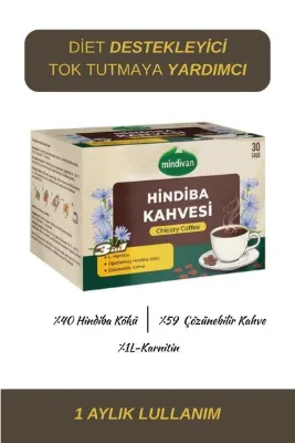Mindivan Hindiba Kahvesi- L-Karnitin İlaveli, 1 Aylık Kullanım, 30 Adet Şase, Diet Destek Kahvesi