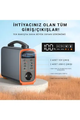 Cepini ® GT200 Taşınabilir Güç İstasyonu | 75000 mAh, 60W PD, 230V AC Priz, LED Ekran