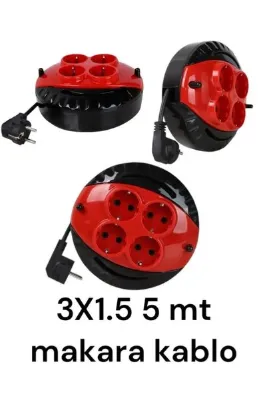 Amiral electric Amiral elektrik AMİRAL Mini Kablolu Makara 4'lü 5 mt (3x1,5cm)