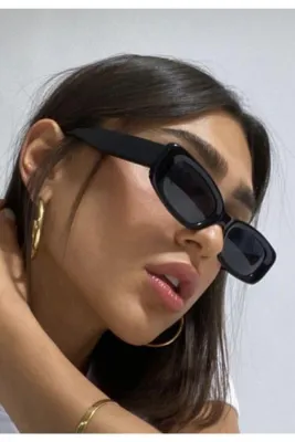 Chunky Frame Vintage Siyah Güneş Gözlüğü