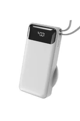 S-LINK G360 10000Mah Pd35W+Magsafe 15W Type-C Kablolu Beyaz Lcd Taşınabilir Powerbank
