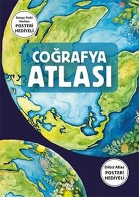 Coğrafya Atlası - Dünya Fiziki Haritası Posteri Hediyeli - Dilsiz Atlas Hediyeli