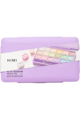 HIMI Tablet Guaj Boya Seti Twin Cup Gouache Set 18'li (Purple Case - Pastel Edition)