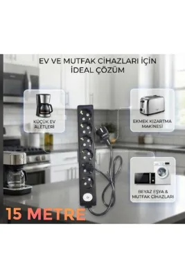 DC-ELEKTRO VİKOMULTİ-LET 6 Lİ (1-15 METRE arası) ANAHTARLİ ÇOCUK KORUMALİ 3X2.5 % YÜZ TAM BAKIR TTR KABLOLU UZATMA SEYYAR (MARKANİN ÖZEL ÜRETİMİ ORİJİNAL TSE FİŞLİ BAKİR KABLOLU)
