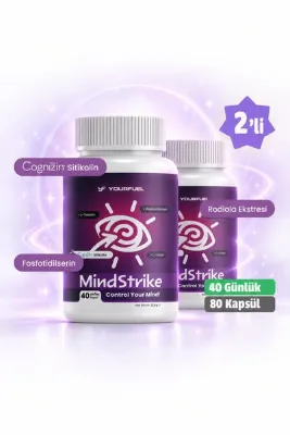 yourfuel MindStrike 40 Günlük | 80 Kapsül | Zihinsel | Cognizin® Sitikolin ve Bitkisel Bileşen