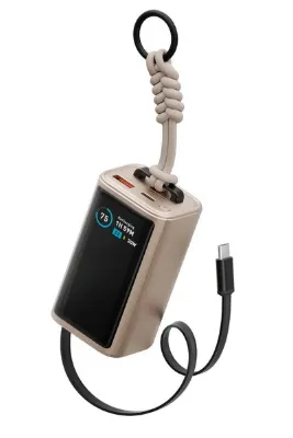 Energea ComPac Arc 45 Dijital Göstergeli 10.000 mAh Dahili Type-C Kablolu 45W Şarj Çıkışlı PD Hızlı Şarj Powerbank - Gold