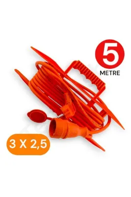 Tek-İş 5 Metre Uzatma Kablosu 3x2,5 MM TTR Bakır Kablo Erkek Fiş-Dişi Fiş Baskılı