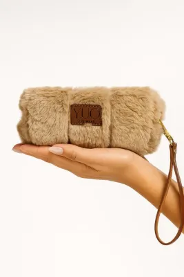 yuoeyewear YUO Kahverengi Peluş Çok Amaçlı Kılıf – Gözlük, Kalemlik, Makyaj Çantası, Mini Clutch