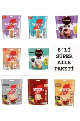 Nescafe Süper Aile ( 2’si Bir - 3’ü Bir - Mocha - Latte - Ice - Ice Toffee Nut - Choco - Sütlü Köpüklü )