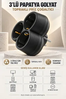 End 3'LÜ PAPATYA GOLYAT PRİZ RENKLİ TOPRAKLI PRİZ ÇOĞALTICI ALPSAN