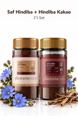Plantwise 2'li Hindiba Seti | Saf Hindiba + Kakaolu Hindiba Kahvesi | 100g Cam Kavanoz