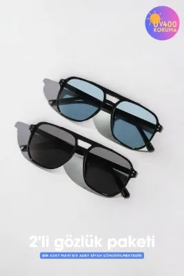 COOLANDBETTER 2'li güneş Gözlüğü paketi Renkli camlı unisex Gözlük seti