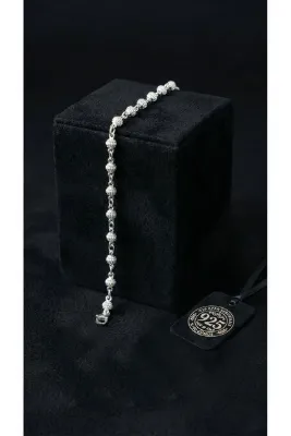 Roza Silver 925 Ayar Geleneksel Kafes Telkari El İşi Top Zincir Gümüş Bileklik (9x4mm)
