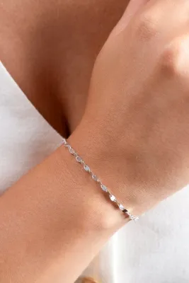 Elika Silver 925 Ayar Gümüş Aynalı İtalyan Zincir Bileklik