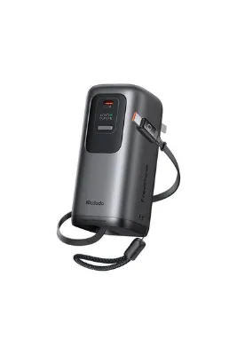 Mcdodo MC-8501 FreeGo 45W 3'ü 1 Arada 10000mAh Dahili Geri Çekilebilir Type-C Kablo, AC Prize Takılabilir Şarj Adaptörlü Powerbank Siyah(Universial Priz Uçları)