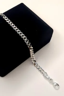 Unisex Gümüş Gurmet 925 Ayar Zincir Bileklik 4 Mm