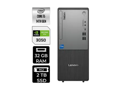 LENOVO ThinkCentre Neo 50T RTX3050/6GB 12UAS1CF00P487 PER4 Bellek Intel® Core™ i5-14400 32 GB RAM 2 TB SSD FreeDOS Masaüstü Bilgisayar