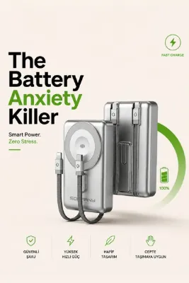 Soffany 22.5W Hızlı Şarj PD Magsafe Powerbank 10000 mAh Kablolu Hızlı Taşınabilir