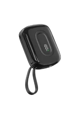 S-LINK P20M 10000mAh PD20W Type-C Kablolu Siyah LCD Taşınabilir Pil Şarj Cihazı Powerbank